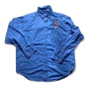 Paradise Point  Vintage Blue Denim "Coca-Cola" Shirt with Pointed Collar Size XL